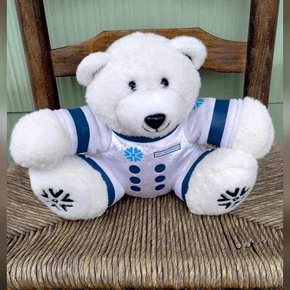 Snowflake Captain Polar Bear in White Astronaut Suit Sitting 8" stuffed animal - Picture 2 of 15